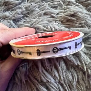 Decorative White and Black Key Pattern Ribbon